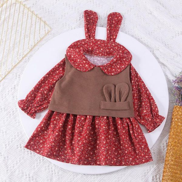girl's dresses floral dress baby girls two piece autumn children clothing sets kids corduroy knit vest sweater 2pcs outfits, Red;yellow
girl's dresses floral dress baby girls two piece autumn children clothing sets kids corduroy knit vest sweater 2pcs outfits, Red;yellow