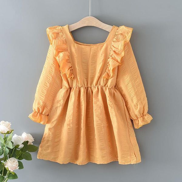 girl's dresses fashion toddler infant kids baby girls clothes solid colors ruffles long sleeve square collar princess party dress vesti, Red;yellow
girl's dresses fashion toddler infant kids baby girls clothes solid colors ruffles long sleeve square collar princess party dress vesti, Red;yellow