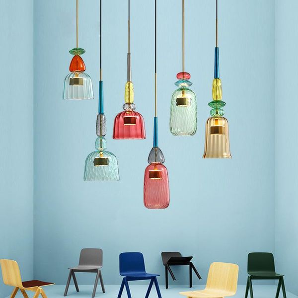 pendant lamps nordic color candy glass led chandelier living room homestay dining bedroom bar table decoration
pendant lamps nordic color candy glass led chandelier living room homestay dining bedroom bar table decoration