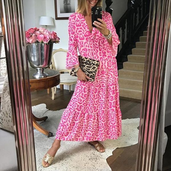 leopard half sleeve pink women dresses casual maxi spring ruffles long for robe femme, Black;gray
leopard half sleeve pink women dresses casual maxi spring ruffles long for robe femme, Black;gray