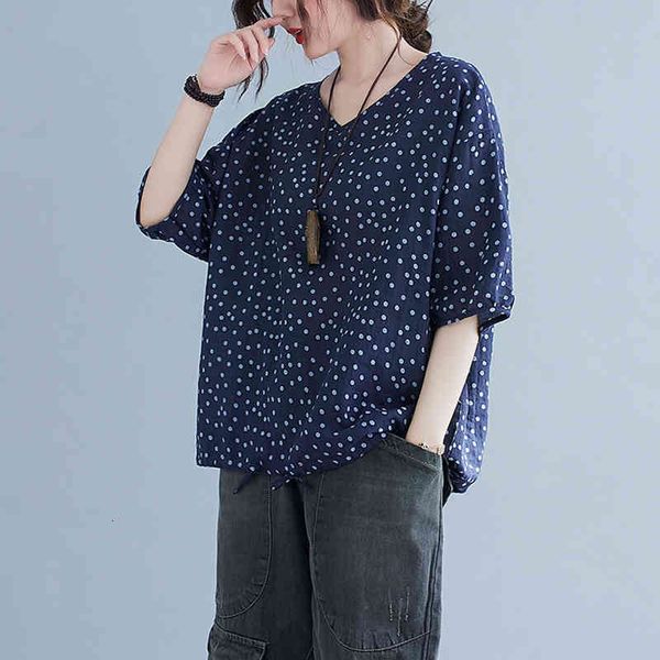 women's t-shirt arrival summer arts style women casual short sleeve polka dot print t shirt v-neck cotton linen t-shirt big size w, White
women's t-shirt arrival summer arts style women casual short sleeve polka dot print t shirt v-neck cotton linen t-shirt big size w, White