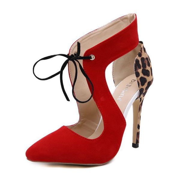 dress shoes high heels red leopard women pumps wedding lady pointed toe flock 11 cm cross-tied sapato feminino, Black
dress shoes high heels red leopard women pumps wedding lady pointed toe flock 11 cm cross-tied sapato feminino, Black