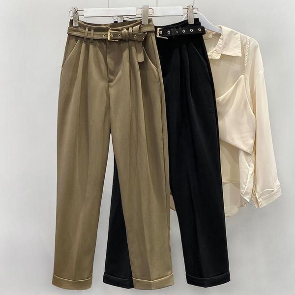 women's pants & capris high waist vintage harem women with sashes solid bottom korean style chic streetwear pockets female plus size tr, Black;white
women's pants & capris high waist vintage harem women with sashes solid bottom korean style chic streetwear pockets female plus size tr, Black;white