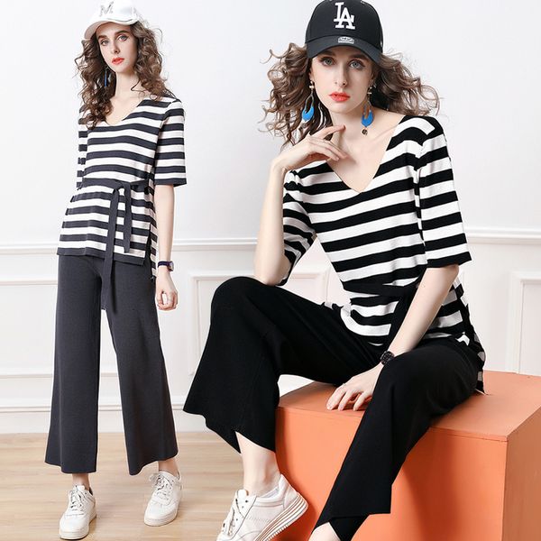 women's tracksuits summer thin loose and breathable striped sweater + casual simple knitted wide-leg pants comfortable all-match s, Gray
women's tracksuits summer thin loose and breathable striped sweater + casual simple knitted wide-leg pants comfortable all-match s, Gray