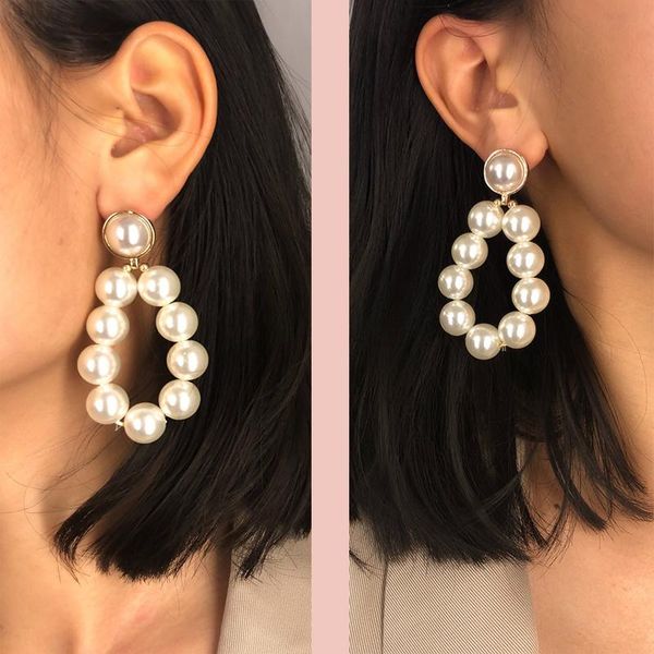 dangle & chandelier large pearls drop earrings for women girls classic elegant baroque style big hoop wedding party fashion jewelry, Silver 
dangle & chandelier large pearls drop earrings for women girls classic elegant baroque style big hoop wedding party fashion jewelry, Silver