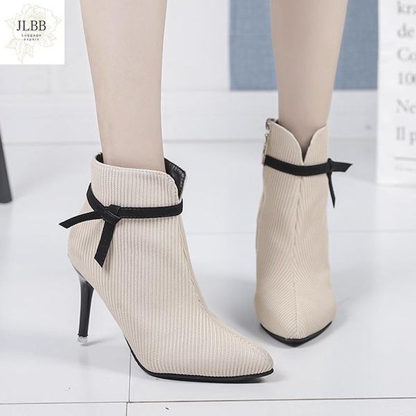 women boots elegant fine temperament stiletto pointed toe ankle strap decoration matching convenient zipper female, Black
women boots elegant fine temperament stiletto pointed toe ankle strap decoration matching convenient zipper female, Black