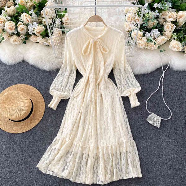 singreiny french elegant lace dress women sweet bow collar puff sleeve solid a-line dress autumn fashion streetwear midi dress 210419, Black;gray
singreiny french elegant lace dress women sweet bow collar puff sleeve solid a-line dress autumn fashion streetwear midi dress 210419, Black;gray