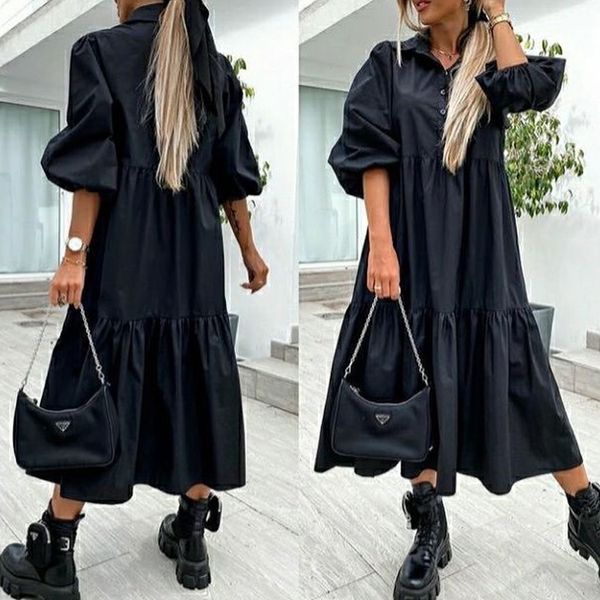 20212021 spring summer loose women party dress turn-down collar button office lady dress retro half sleeve solid long dress 2xl, Black;gray
20212021 spring summer loose women party dress turn-down collar button office lady dress retro half sleeve solid long dress 2xl, Black;gray