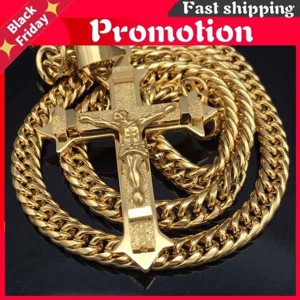 pendant necklaces gold tone cross christ jesus necklace stainless steel link rolo chain heavy men jewelry gift 21.65" 7mm, Silver
pendant necklaces gold tone cross christ jesus necklace stainless steel link rolo chain heavy men jewelry gift 21.65" 7mm, Silver