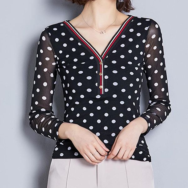 women's t-shirt ljsxls 2021 fashion black polka dot thin t shirt women slim long sleeve female tee spring summer clothes for, White
women's t-shirt ljsxls 2021 fashion black polka dot thin t shirt women slim long sleeve female tee spring summer clothes for, White