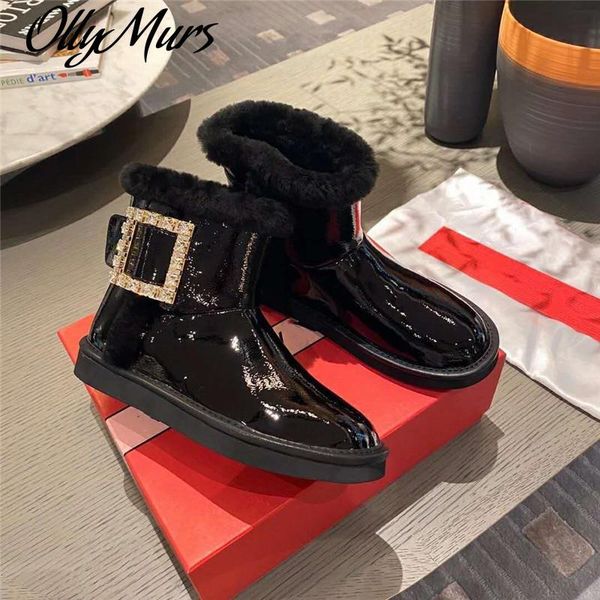 boots ollymurs winter patent leather fur snow square crystal buckle ankle women designer luxury shoes zapatos mujer, Black
boots ollymurs winter patent leather fur snow square crystal buckle ankle women designer luxury shoes zapatos mujer, Black