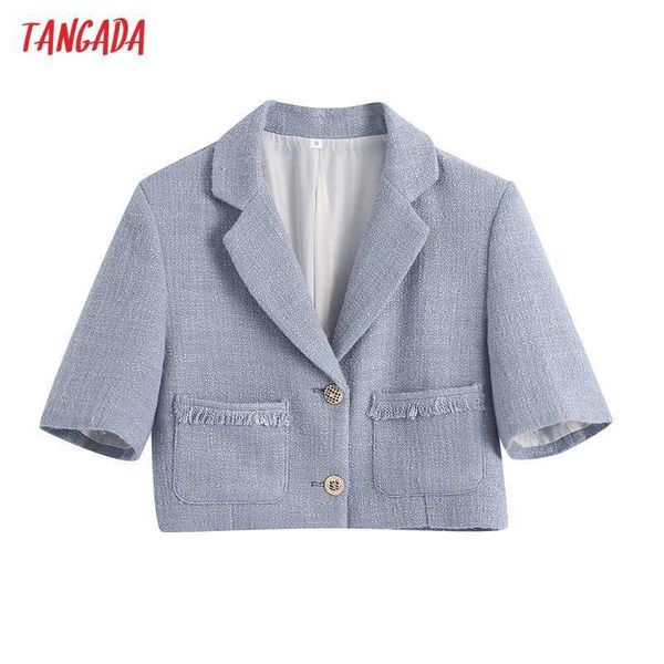 tangada women fashion office wear crop blazer coat short sleeve pockets female outerwear be923 210609, White;black 
tangada women fashion office wear crop blazer coat short sleeve pockets female outerwear be923 210609, White;black