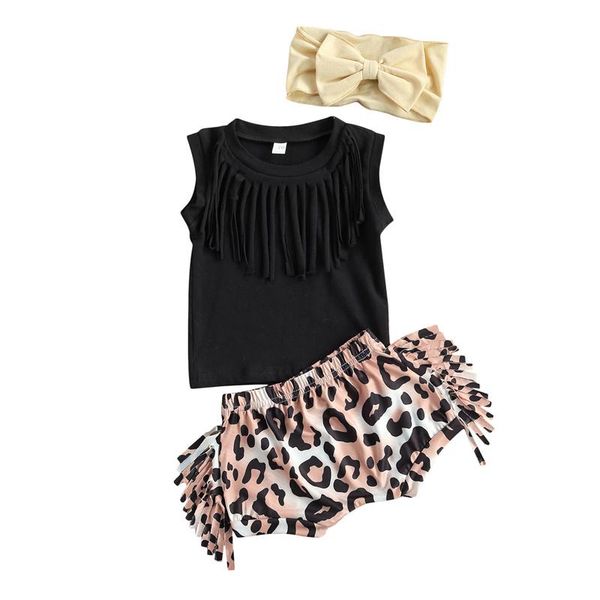 baby girls creative set 3pcs , summer solid color round collar sleeveless tassels + leopard print shorts bow headwear clothing sets, White
baby girls creative set 3pcs , summer solid color round collar sleeveless tassels + leopard print shorts bow headwear clothing sets, White