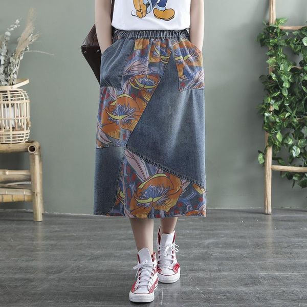 spring autumn skirt women retro slim-type denim elastic waist pocket print vintage skirts, Black
spring autumn skirt women retro slim-type denim elastic waist pocket print vintage skirts, Black
