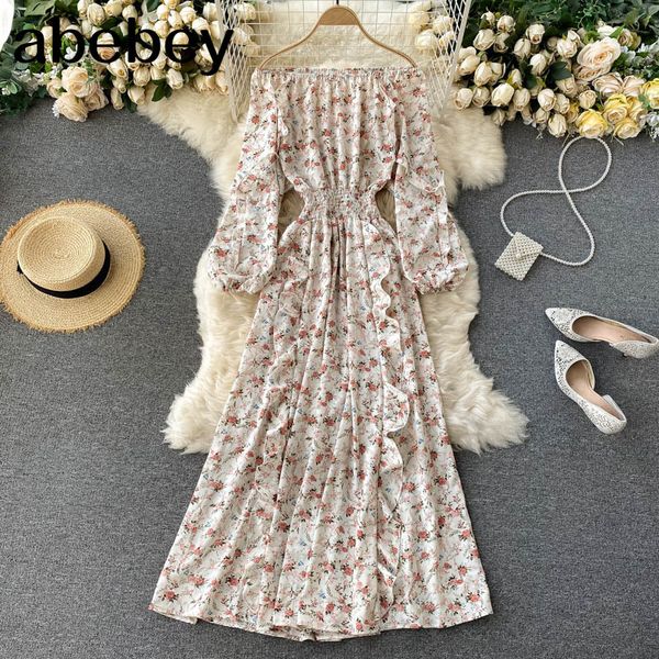 women boho floral long dress slash neck puff sleeve elastic ruched autumn off shoulder ruffles a-line 210512, Black;gray
women boho floral long dress slash neck puff sleeve elastic ruched autumn off shoulder ruffles a-line 210512, Black;gray