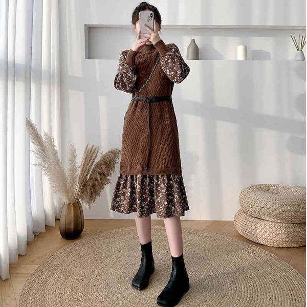 casual dresses winter new elegant long vintage waist dress women floral stitching knitted o-neck pullover korean vestidos dgu7, Black;gray
casual dresses winter new elegant long vintage waist dress women floral stitching knitted o-neck pullover korean vestidos dgu7, Black;gray