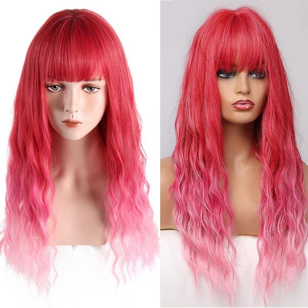 synthetic wigs sinuo cosplay long ombre rose pink water wave wig with natural bangs for black women heat resistant fiber
synthetic wigs sinuo cosplay long ombre rose pink water wave wig with natural bangs for black women heat resistant fiber