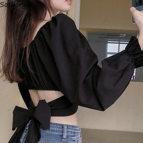 women's blouses & shirts women solid designer slim crop bandage square collar korean style trendy temperament females summer chic, White
women's blouses & shirts women solid designer slim crop bandage square collar korean style trendy temperament females summer chic, White