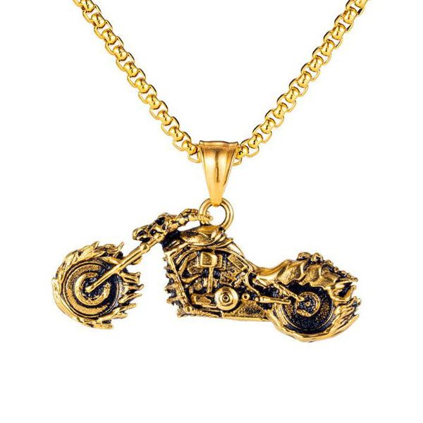 pendant necklaces drop 1pcs titanium steel skull casting motorcycle necklace men fashion friendship jewelry, Silver