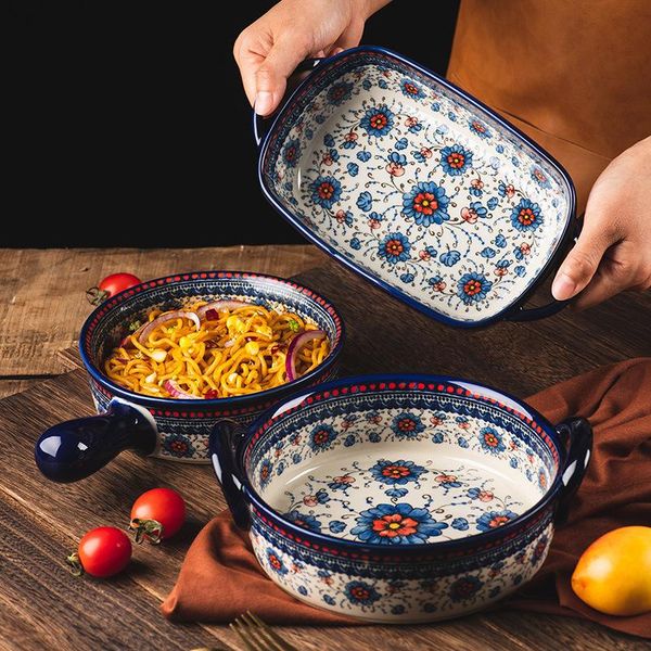 bowls household ceramic bowl bakeware binaural baking pan ramen soup handle salad bohemia style tableware and plates
bowls household ceramic bowl bakeware binaural baking pan ramen soup handle salad bohemia style tableware and plates