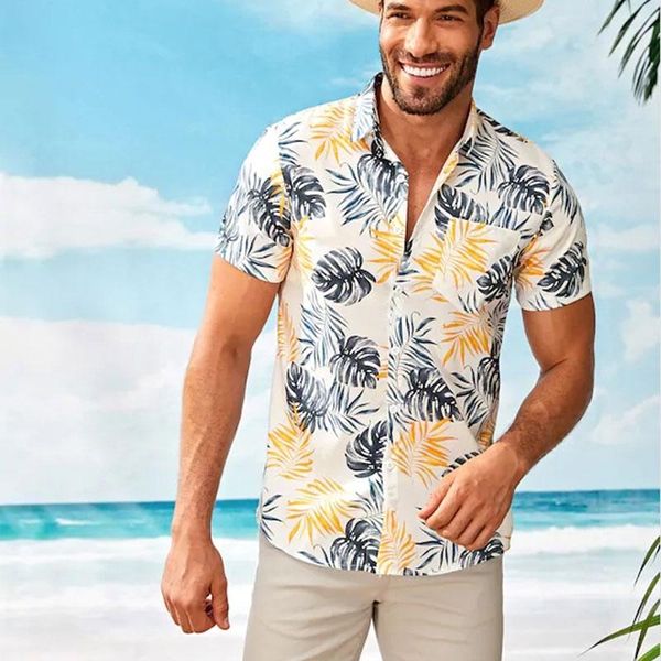 #36 summer men beach shirt short sleeve front pocket turn down collar blouse swimwear camisas floral printed shirts men's casual, White;black
#36 summer men beach shirt short sleeve front pocket turn down collar blouse swimwear camisas floral printed shirts men's casual, White;black