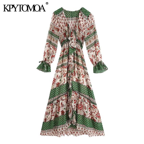 women chic fashion ruffled printed midi dress vintage v neck long sleeve elastic waist female dresses vestidos 210416, Black;gray
women chic fashion ruffled printed midi dress vintage v neck long sleeve elastic waist female dresses vestidos 210416, Black;gray