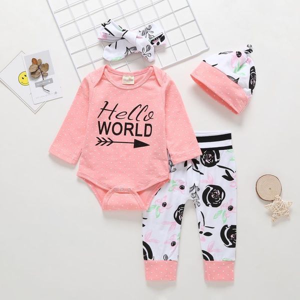 baby girl's long sleeve o-neck 100% cotton letters triangle rompers+full length pants+turbans+hat 4pcs clothing sets, White
baby girl's long sleeve o-neck 100% cotton letters triangle rompers+full length pants+turbans+hat 4pcs clothing sets, White