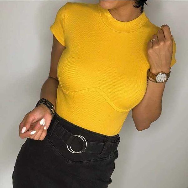 women's t-shirt summer women plain high neck short sleeve stretch ladies casual solid collar, White
women's t-shirt summer women plain high neck short sleeve stretch ladies casual solid collar, White