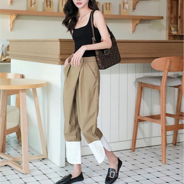 women's pants & capris spring and summer design sense stitching color contrast high waist cropped loose fashion casual slim fit straigh, Black;white
women's pants & capris spring and summer design sense stitching color contrast high waist cropped loose fashion casual slim fit straigh, Black;white