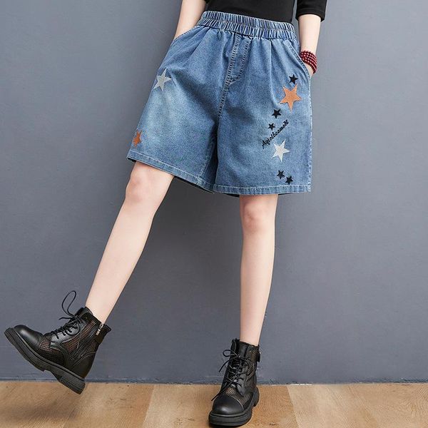 women's shorts qpfjqd ladies pierced embroidery lace up jeans elastic waist pockets casual trouser women 2021 summer autumn loose denim, White;black
women's shorts qpfjqd ladies pierced embroidery lace up jeans elastic waist pockets casual trouser women 2021 summer autumn loose denim, White;black
