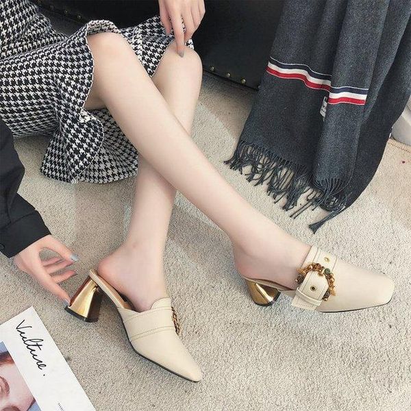 slippers 2021 baotou half for women wear square toe metal buckle high-heel chunker muller, Black
slippers 2021 baotou half for women wear square toe metal buckle high-heel chunker muller, Black