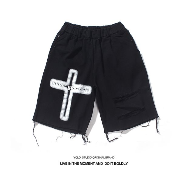 crosin holes destroy high street panties cross print burr black abi straight shorts men's fashion brand, White;black
crosin holes destroy high street panties cross print burr black abi straight shorts men's fashion brand, White;black