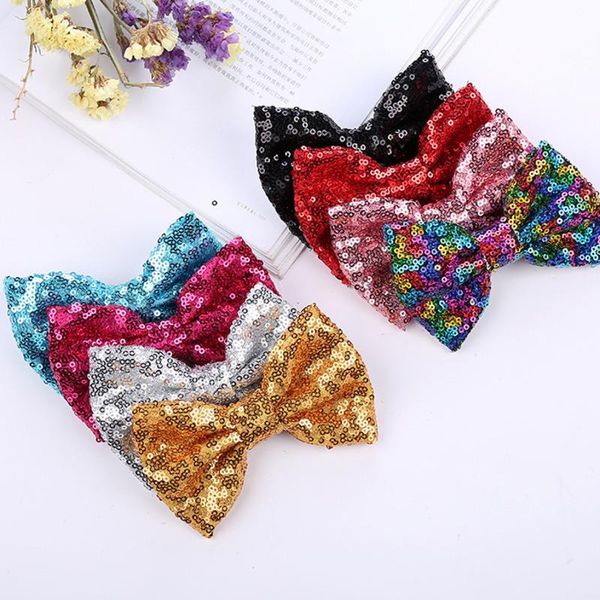 

fashion children's sequin big bow hairpin cute baby girl headdress girls butterfly hair clip accessoreis kids barrette accessories, Slivery;white