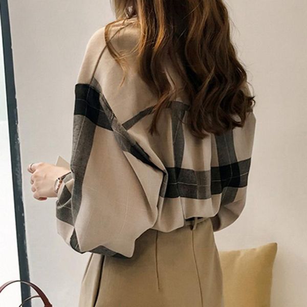 women's blouses & shirts women autumn plaid color block shirt female chic long sleeved casual loose asymmetric button micro-elastic lap, White
women's blouses & shirts women autumn plaid color block shirt female chic long sleeved casual loose asymmetric button micro-elastic lap, White