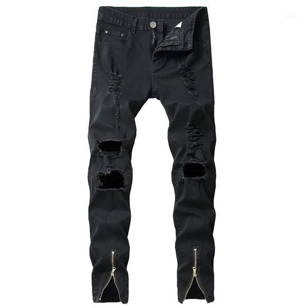 men's jeans european and american street self-cultivation trend stitching black denim long high-end motorcycle, Blue
men's jeans european and american street self-cultivation trend stitching black denim long high-end motorcycle, Blue