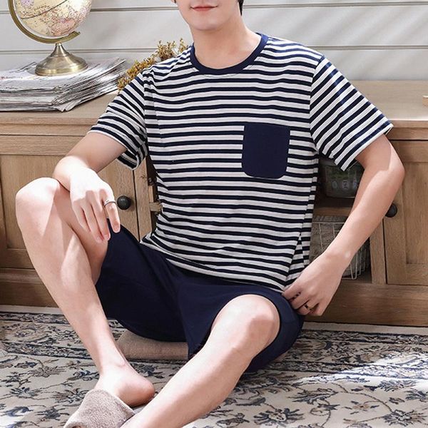 men's sleepwear 2021 summer cotton pyjamas spring casual pajamas with stripe shorts for men lovely print pajama sets comfortable cool, Black;brown
men's sleepwear 2021 summer cotton pyjamas spring casual pajamas with stripe shorts for men lovely print pajama sets comfortable cool, Black;brown