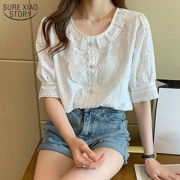 summer women's blouse korean fashion vintage lace shirt solid short sleeve ruffled and camisa 14193 210508, White
summer women's blouse korean fashion vintage lace shirt solid short sleeve ruffled and camisa 14193 210508, White