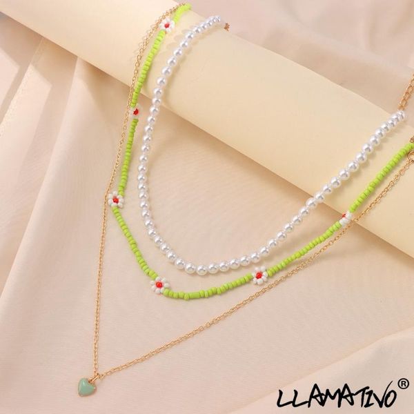 chains bohemian cute daisy flower pearl beaded necklace for women girls multi layer green seed beads strand heart necklaces jewelry, Silver
chains bohemian cute daisy flower pearl beaded necklace for women girls multi layer green seed beads strand heart necklaces jewelry, Silver