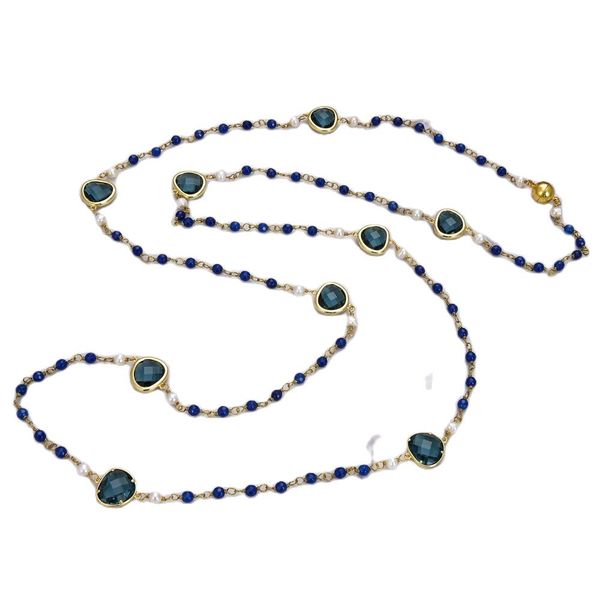 guaiguai jewelry natural white round freshwater pearl blue agates crystal connector necklace handmade for women real gems stone lady fashion, Silver
guaiguai jewelry natural white round freshwater pearl blue agates crystal connector necklace handmade for women real gems stone lady fashion, Silver
