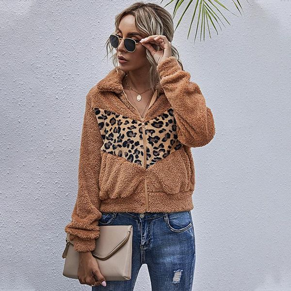 autumn winter khaki turn-down collar coat for women leopard print flocking pockets jacket women's jackets, Black;brown
autumn winter khaki turn-down collar coat for women leopard print flocking pockets jacket women's jackets, Black;brown