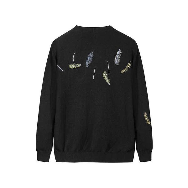black sweater men embroidery leaves patter mens pullover sweater original designer clothes cotton knitted men clothing o neck 210601, White;black
black sweater men embroidery leaves patter mens pullover sweater original designer clothes cotton knitted men clothing o neck 210601, White;black