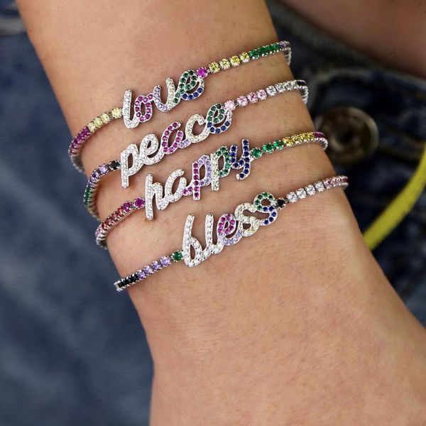 link, chain 2021 summer women charm personalized silver custom name bracelets hollow letter bless happy peace love rainbow cz party jewelry, Black
link, chain 2021 summer women charm personalized silver custom name bracelets hollow letter bless happy peace love rainbow cz party jewelry, Black