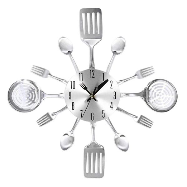 wall clocks clock metal spoon fork creative modern home decor antique style watch