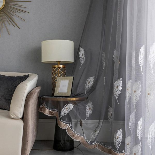 curtain & drapes nordic white feather embroidery luxury tulle gray tanslucent panel for modern home decor window sheer voile ag552#4
curtain & drapes nordic white feather embroidery luxury tulle gray tanslucent panel for modern home decor window sheer voile ag552#4