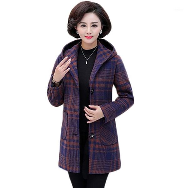 women's wool & blends middle-aged women coat fashion hooded outerwear plaid woolen autumn winter jacket mother clothes plus size female, Black
women's wool & blends middle-aged women coat fashion hooded outerwear plaid woolen autumn winter jacket mother clothes plus size female, Black