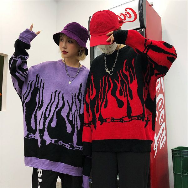 sweater sweaters women's 2021 fashion flame pattern pullover autumn winter knitted harajuku one pieces birthday gift fast deliver, White;black
sweater sweaters women's 2021 fashion flame pattern pullover autumn winter knitted harajuku one pieces birthday gift fast deliver, White;black