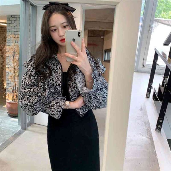 jackets coats ruffle printing zipper jacket women's autumn and winter temperament short fashion cardigan foreign style ij6j, Black;brown
jackets coats ruffle printing zipper jacket women's autumn and winter temperament short fashion cardigan foreign style ij6j, Black;brown