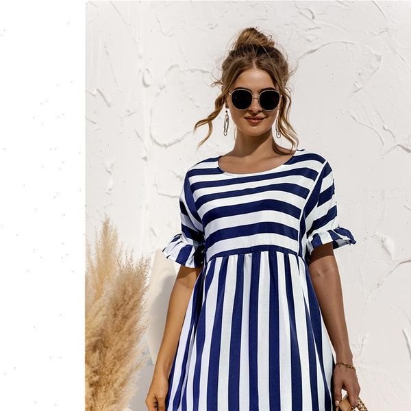 elegant ruffle sleeve striped womens dress patchwork a line summer casual high waist o neck loose pocket beach wear, Black;gray
elegant ruffle sleeve striped womens dress patchwork a line summer casual high waist o neck loose pocket beach wear, Black;gray