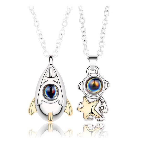 pendant necklaces 2pcs/set wandering earth airplane astronaut shaped necklace 100 languages i love you projection couple matching jewelry, Silver
pendant necklaces 2pcs/set wandering earth airplane astronaut shaped necklace 100 languages i love you projection couple matching jewelry, Silver