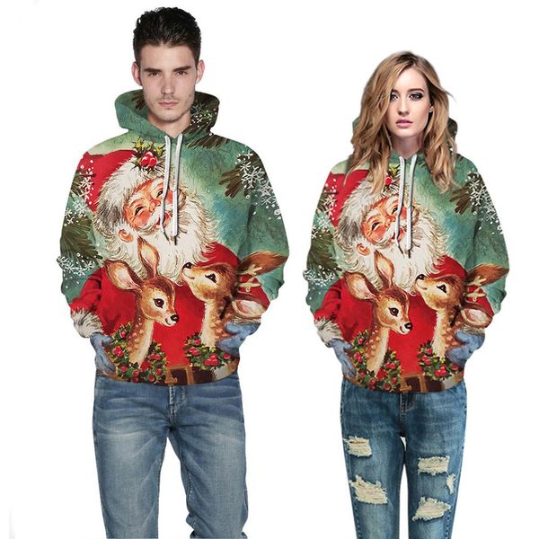 Christmas print couple outfit fall/winter loose plus size hoodie casual trend, Black
Christmas print couple outfit fall/winter loose plus size hoodie casual trend, Black